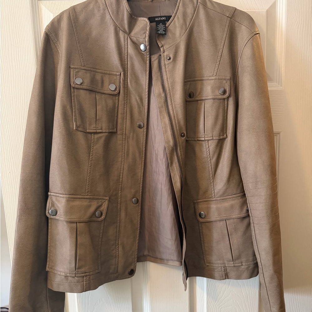 Alfani Tan Faux Leather Jacket